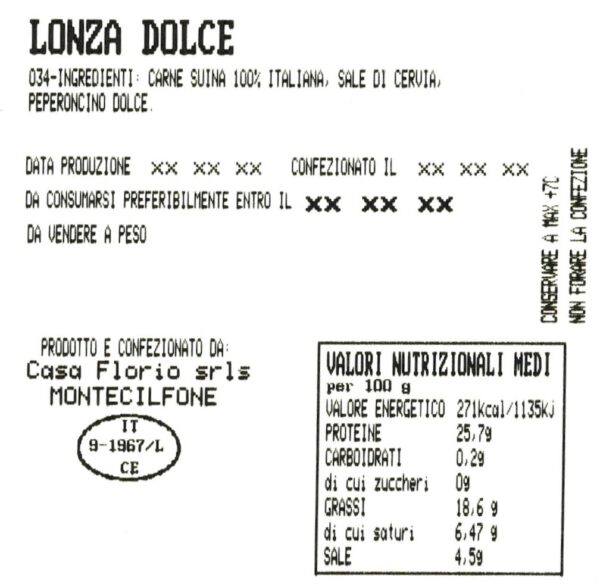 Filetto dolce (affettato) · ca. 150 g