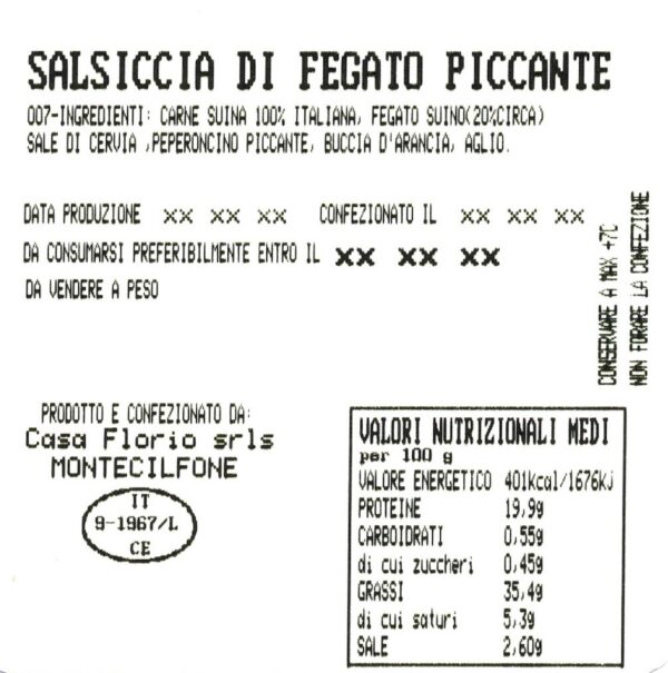 Salsiccia di fegato · ca. 280 g